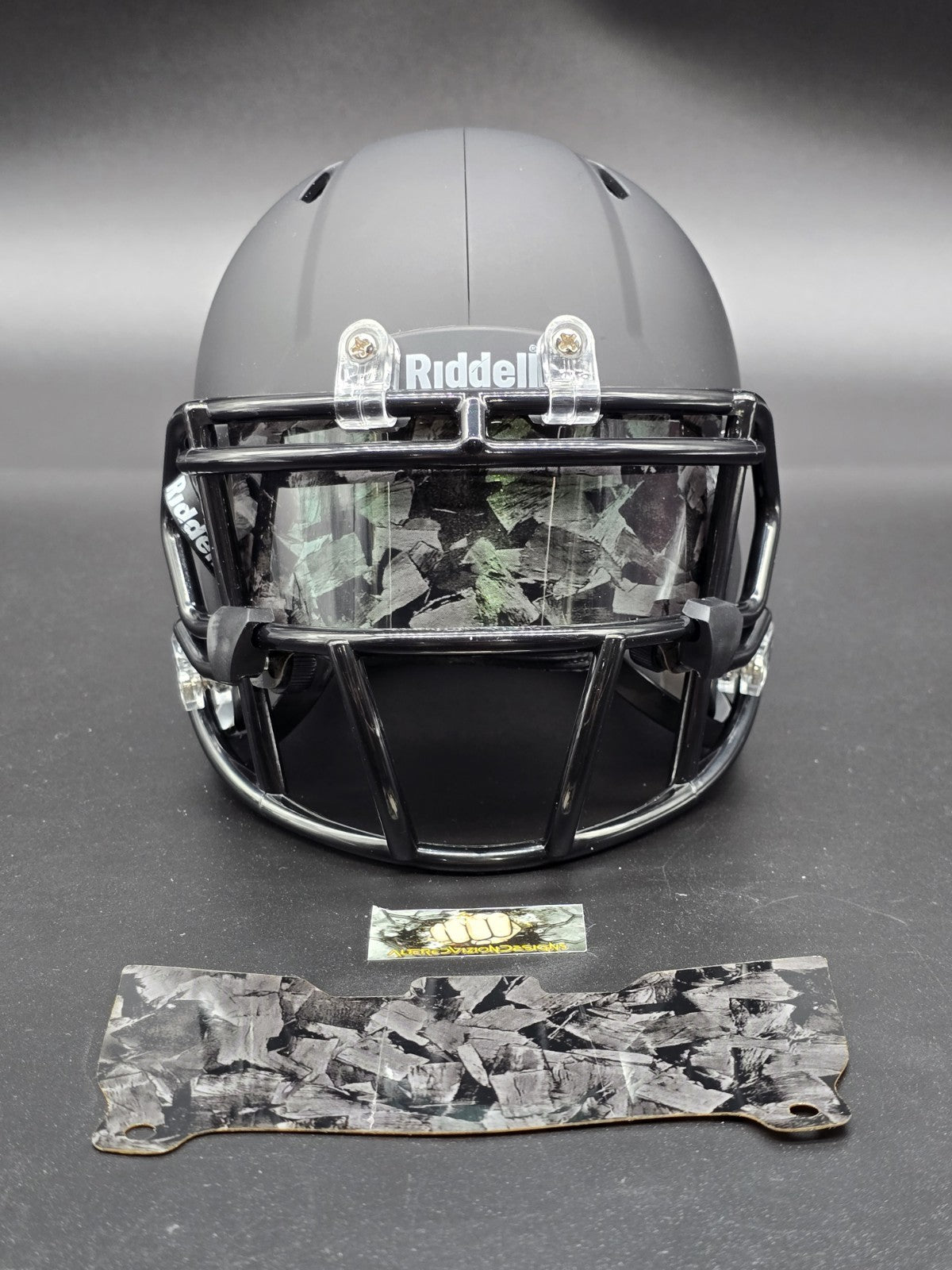 Custom Black Gloss Mini Helmet Visor (Thin Flexi Style)  Riddell compatible