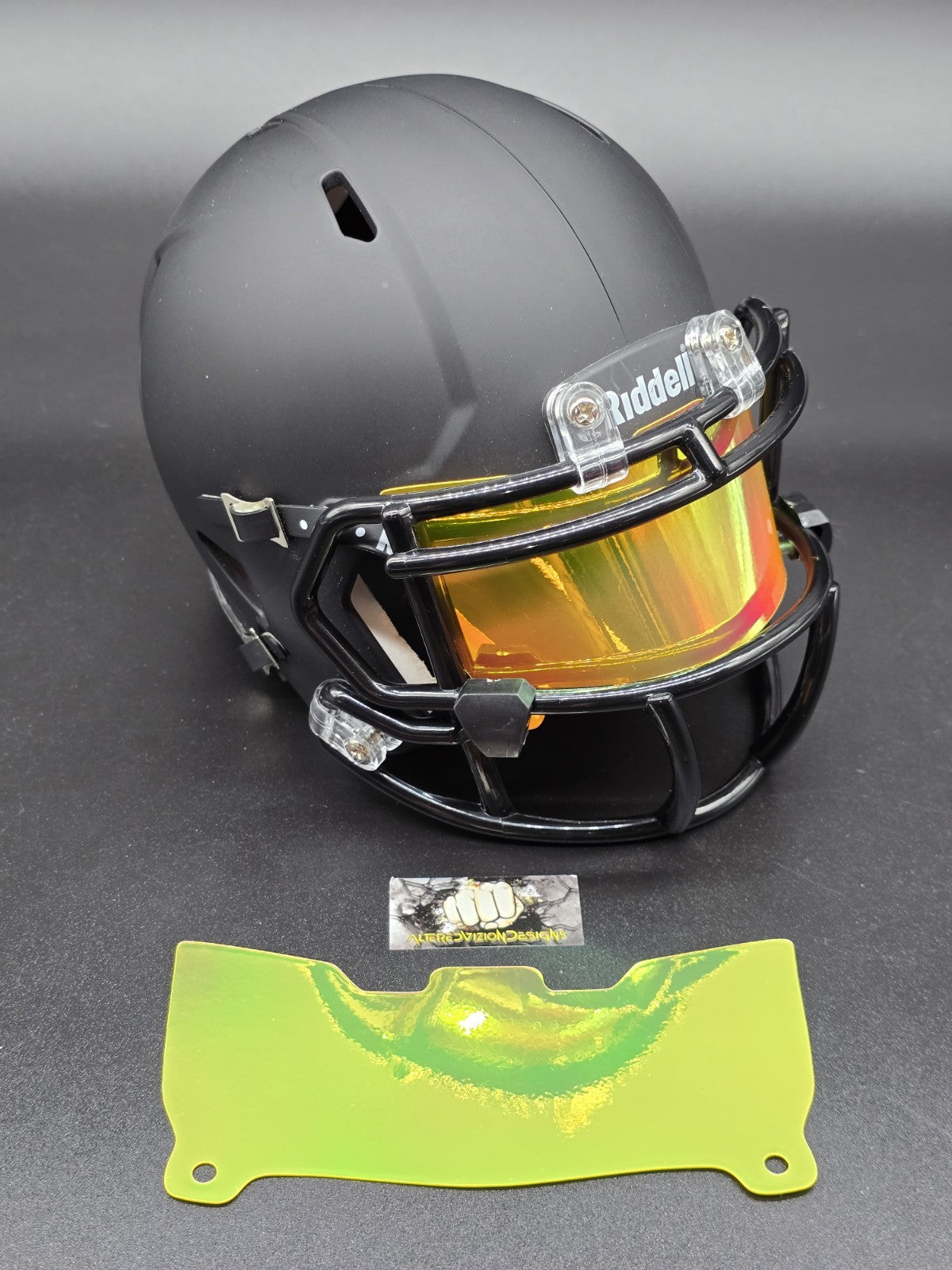 Custom Lite Green Gloss Mini Helmet Visor (Thin Flexi Style)  Riddell compatible