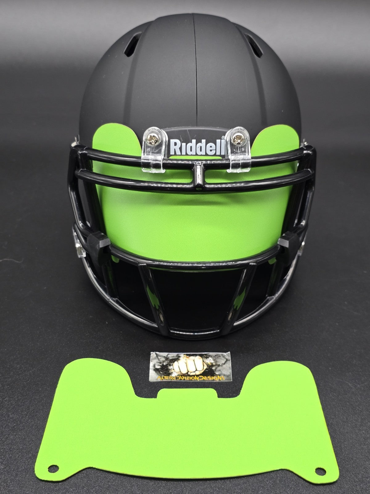 Custom Lite Green Matte Mini Helmet Visor (Thin Flexi Style) Riddell compatible