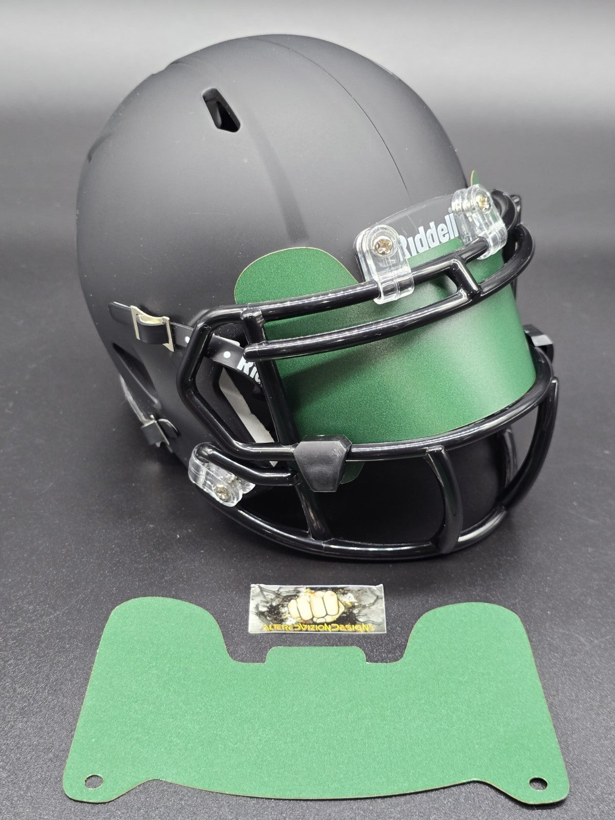 Custom Green Matte Mini Helmet Visor (Thin Flexi Style)  Riddell compatible