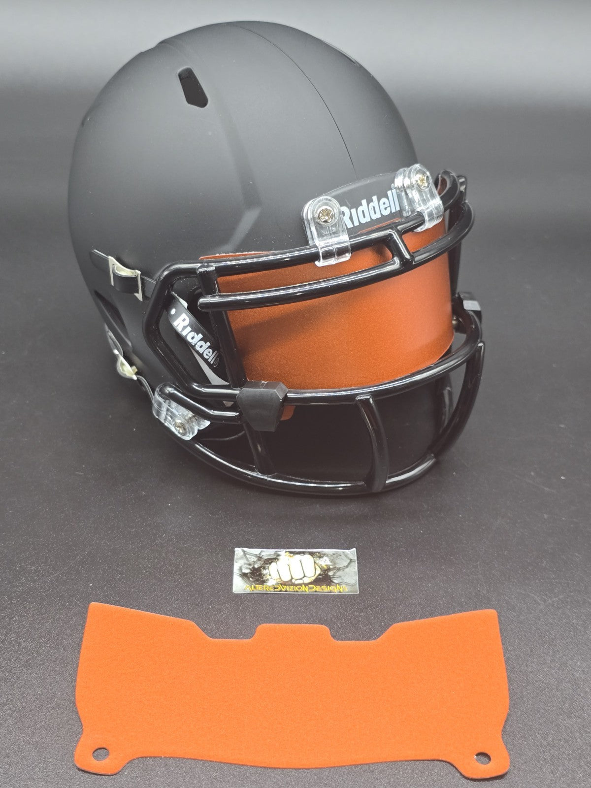 Custom Orange Blaze Mini Helmet Visor (Thin Flexi Style)  Riddell compatible