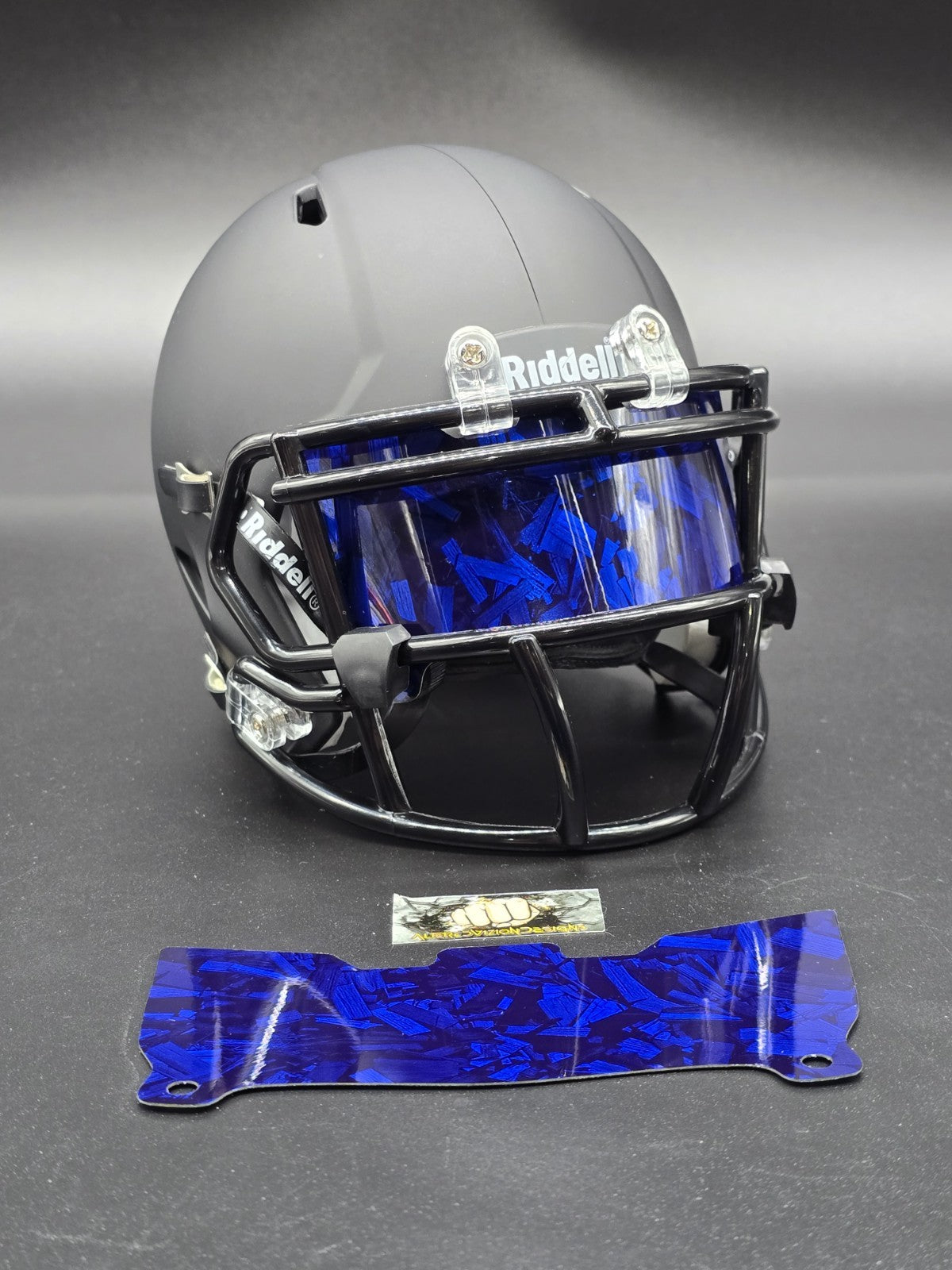 Custom Blue Gloss Mini Helmet Visor (Thin Flexi Style)  Riddell compatible