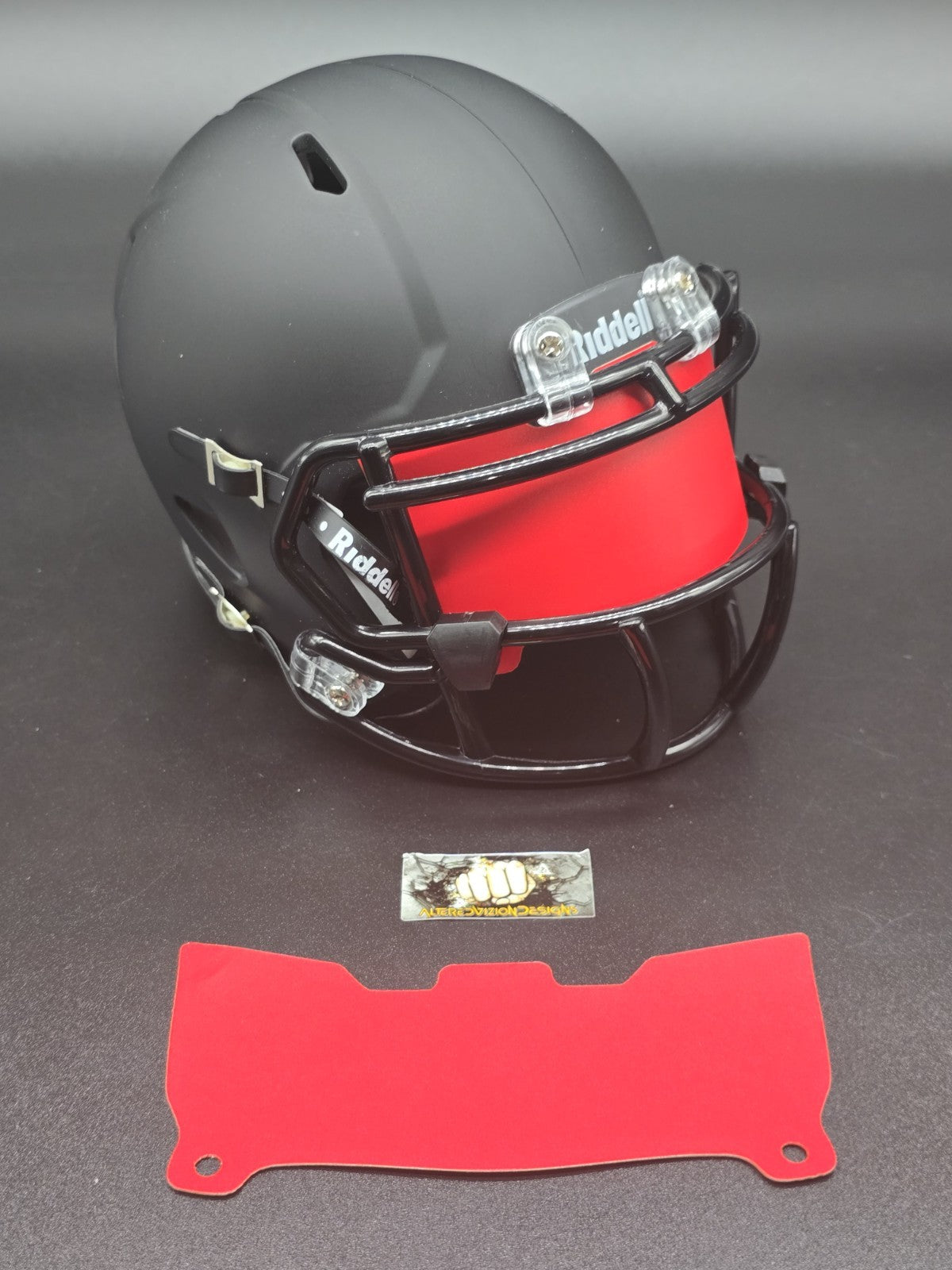 Custom Red Matte Mini Helmet Visor (Thin Flexi Style)  Riddell compatible