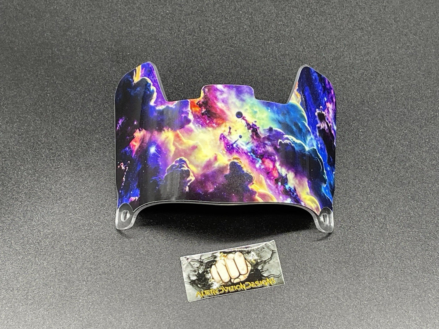 Rainbow Galaxy Clouds Custom Mini Helmet Visor (Hard Style) Riddell Compatible