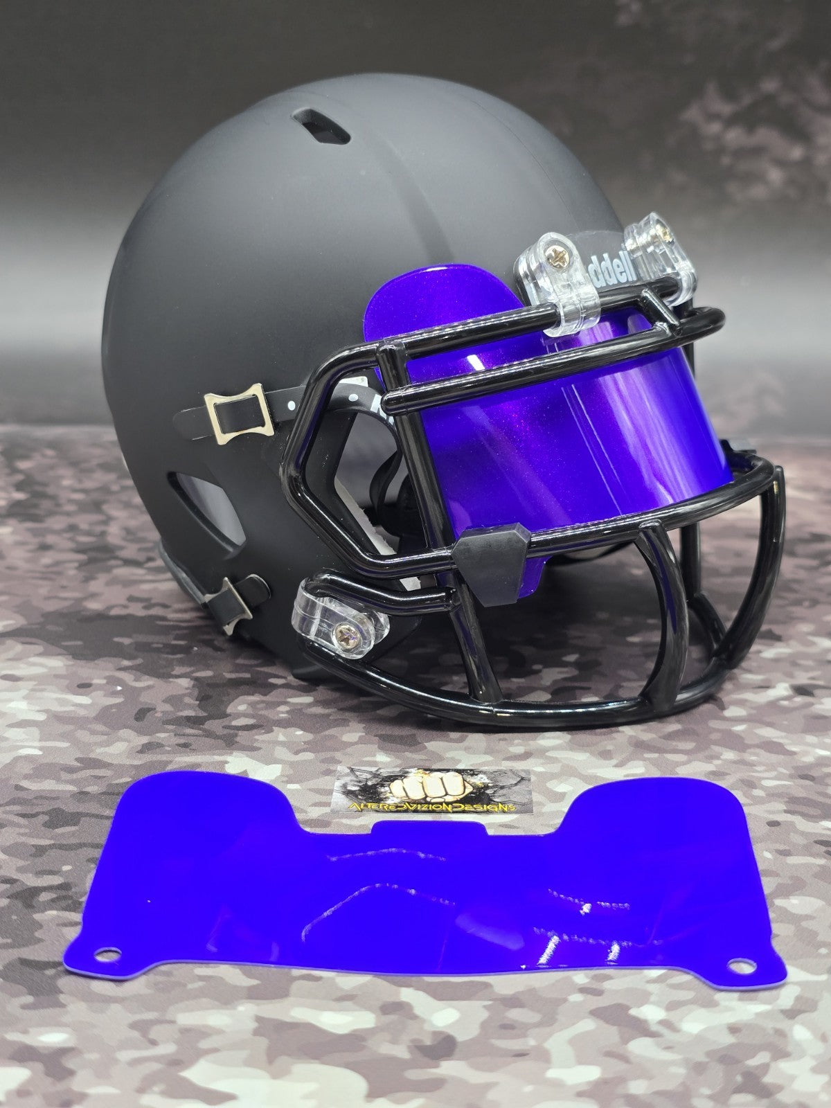 Custom Purple Gloss Mini Helmet Visor (Thin Flexi Style)  Riddell compatible