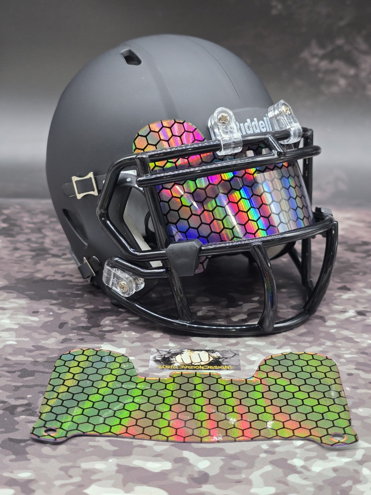 Custom Holographic Mini Helmet Visor (Thin Flexi Style)  Riddell compatible
