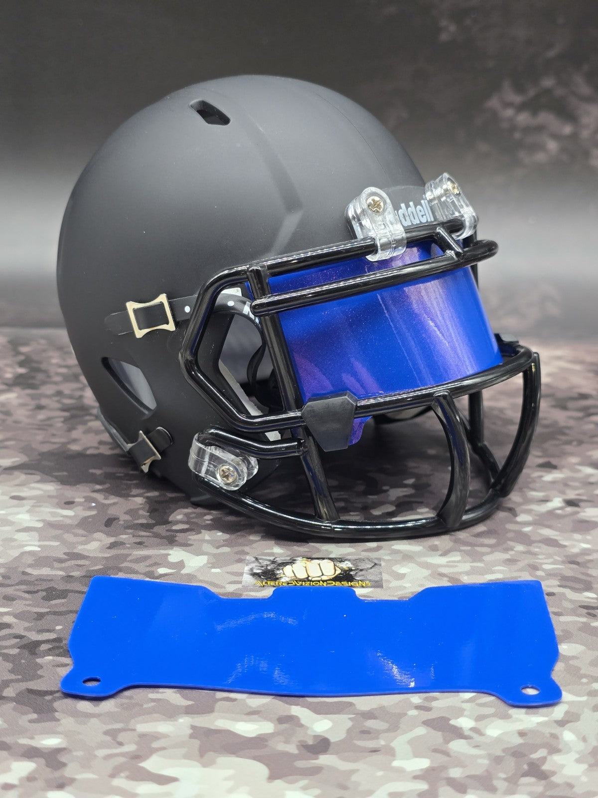 Custom Blue/Purple Mini Helmet Visor (Thin Flexi Style)  Riddell compatible