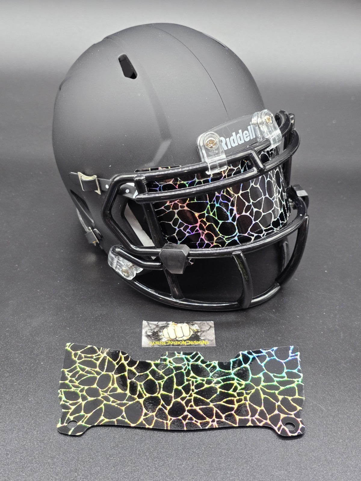 Custom Black Gloss Mini Helmet Visor (Thin Flexi Style) Riddell compatible