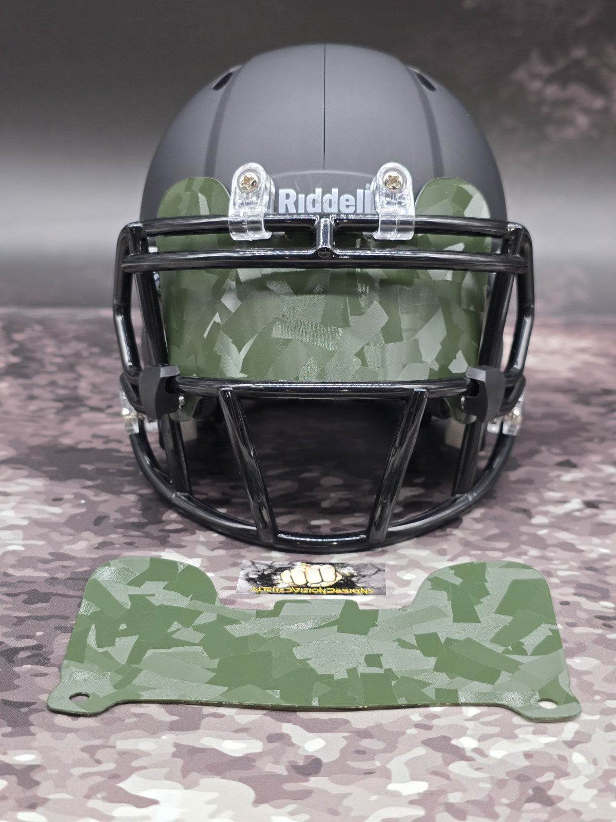 Custom Army Green Mini Helmet Visor (Thin Flexi Style) Riddell compatible