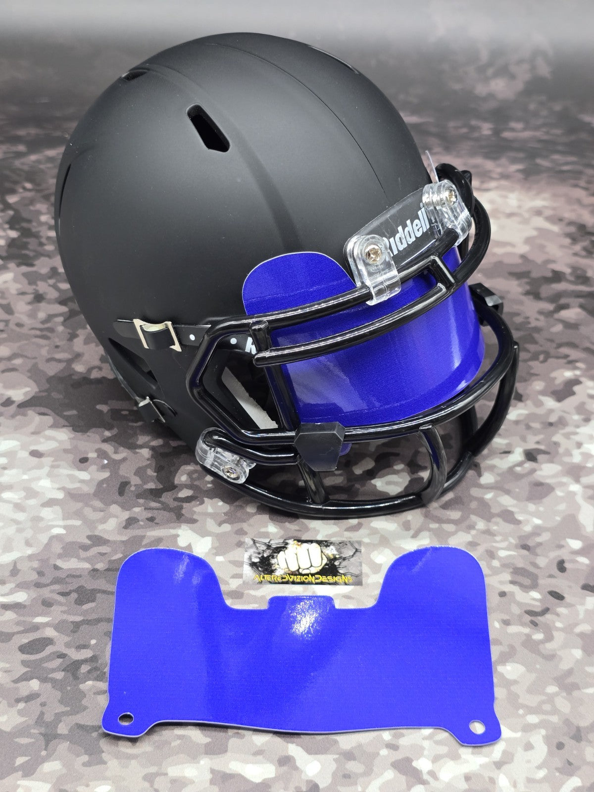 Custom Blue Gloss Mini Helmet Visor (Thin Flexi Style)  Riddell compatible