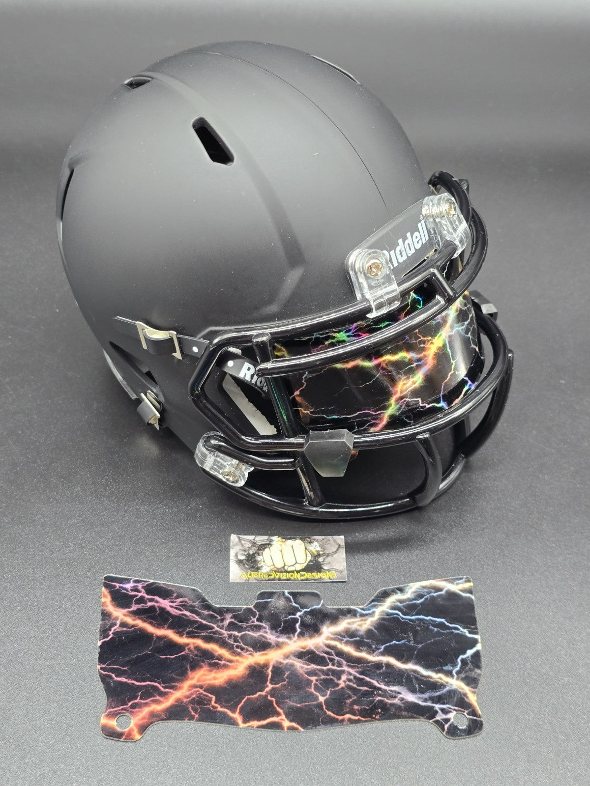 Custom Black Lighting Mini Helmet Visor (Thin Flexi Style)  Riddell compatible