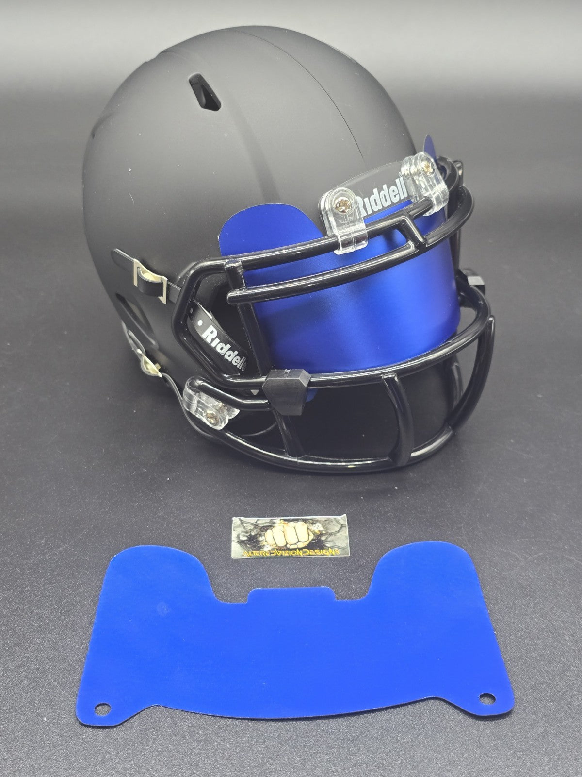 Custom Blue Blaze Mini Helmet Visor (Thin Flexi Style)  Riddell compatible