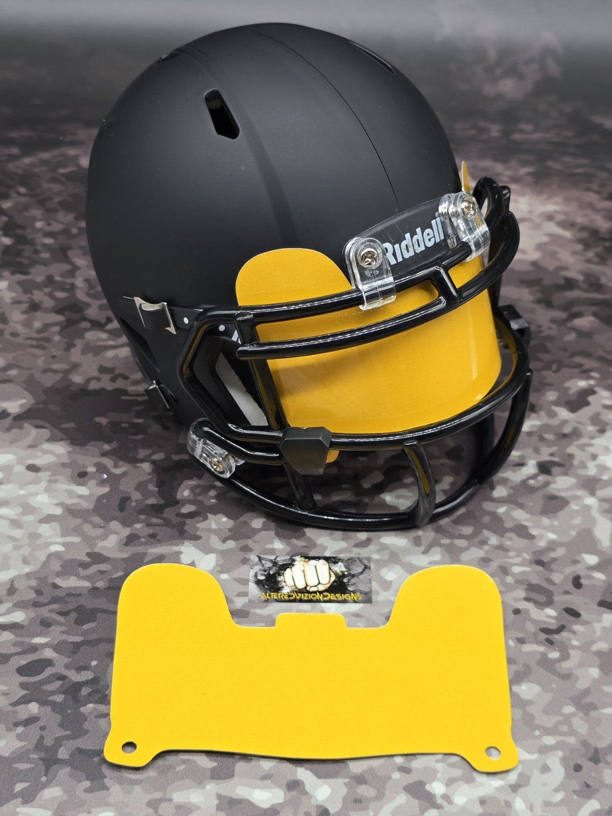 Custom Yellow Gloss Mini Helmet Visor (Thin Flexi Style)  Riddell compatible