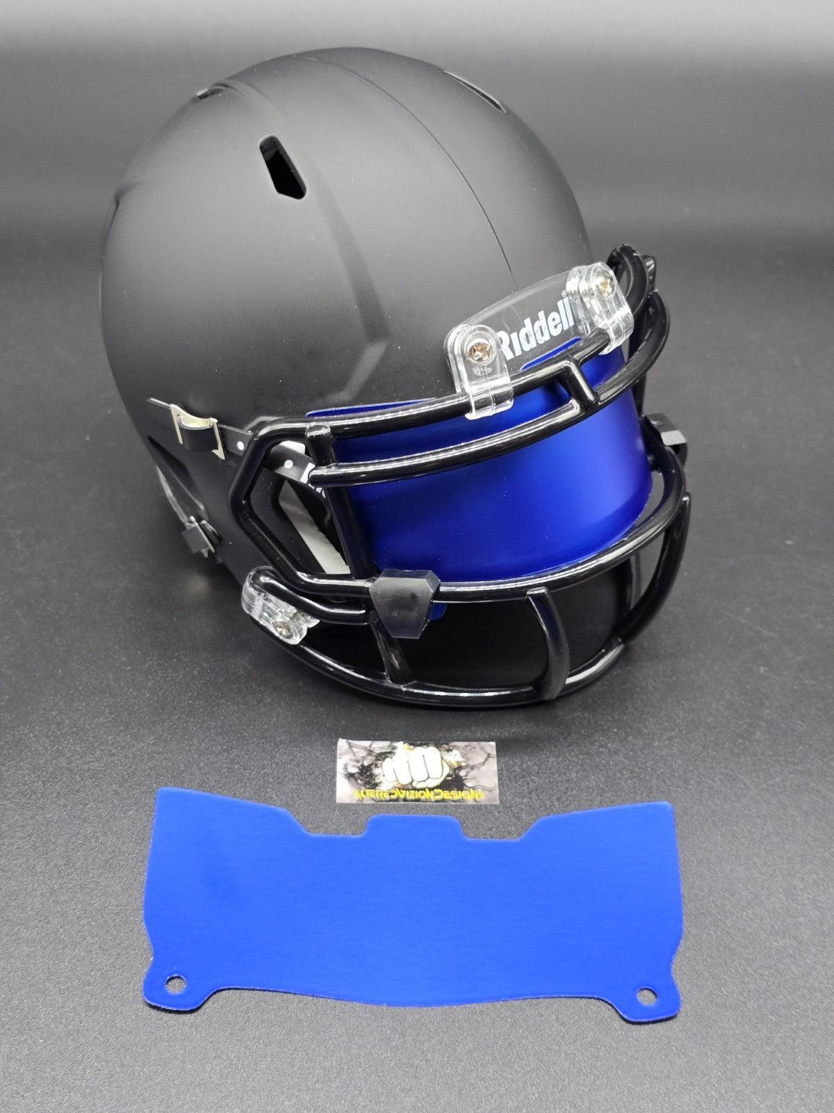 Custom Blue Blaze Mini Helmet Visor (Thin Flexi Style)  Riddell compatible