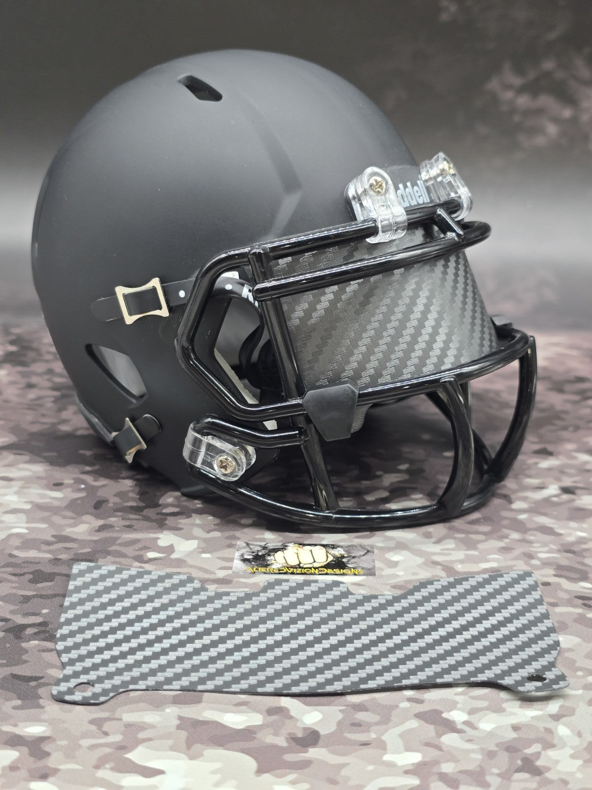 Custom Gray Carbon Mini Helmet Visor (Thin Flexi Style)  Riddell compatible