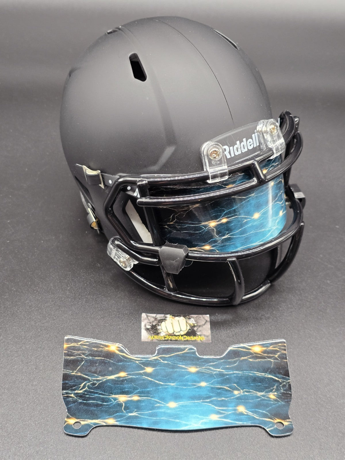 Custom Blue Lighting Mini Helmet Visor (Thin Flexi Style) Riddell compatible