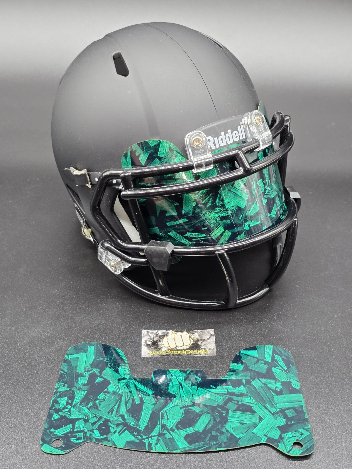 Custom Green Gloss Mini Helmet Visor (Thin Flexi Style)  Riddell compatible