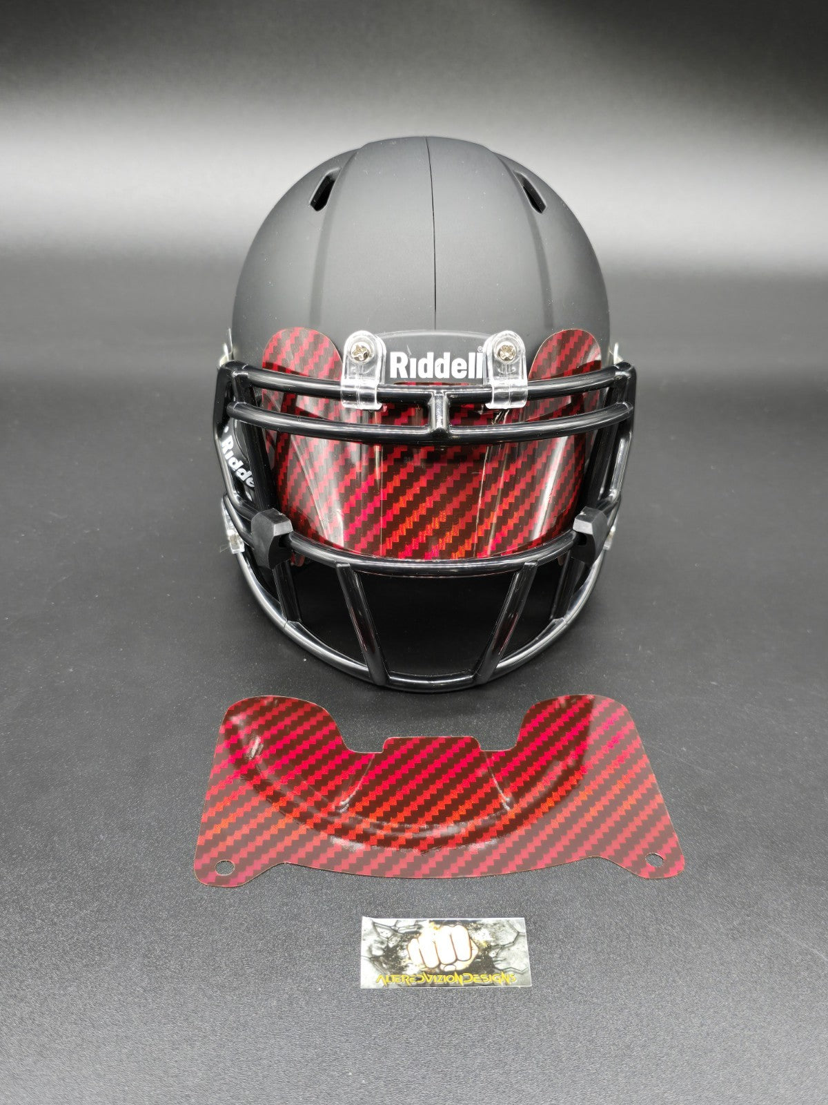 Custom Red Carbon Mini Helmet Visor (Thin Flexi Style) Riddell compatible