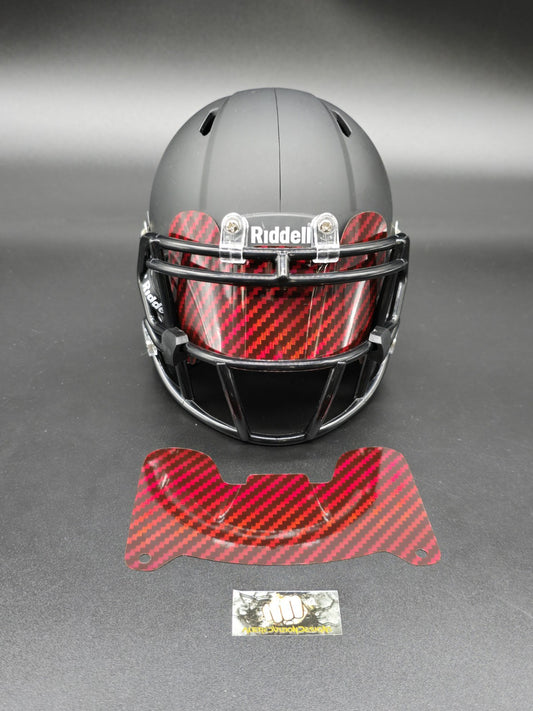 Custom Red Carbon Mini Helmet Visor (Thin Flexi Style)  Riddell compatible