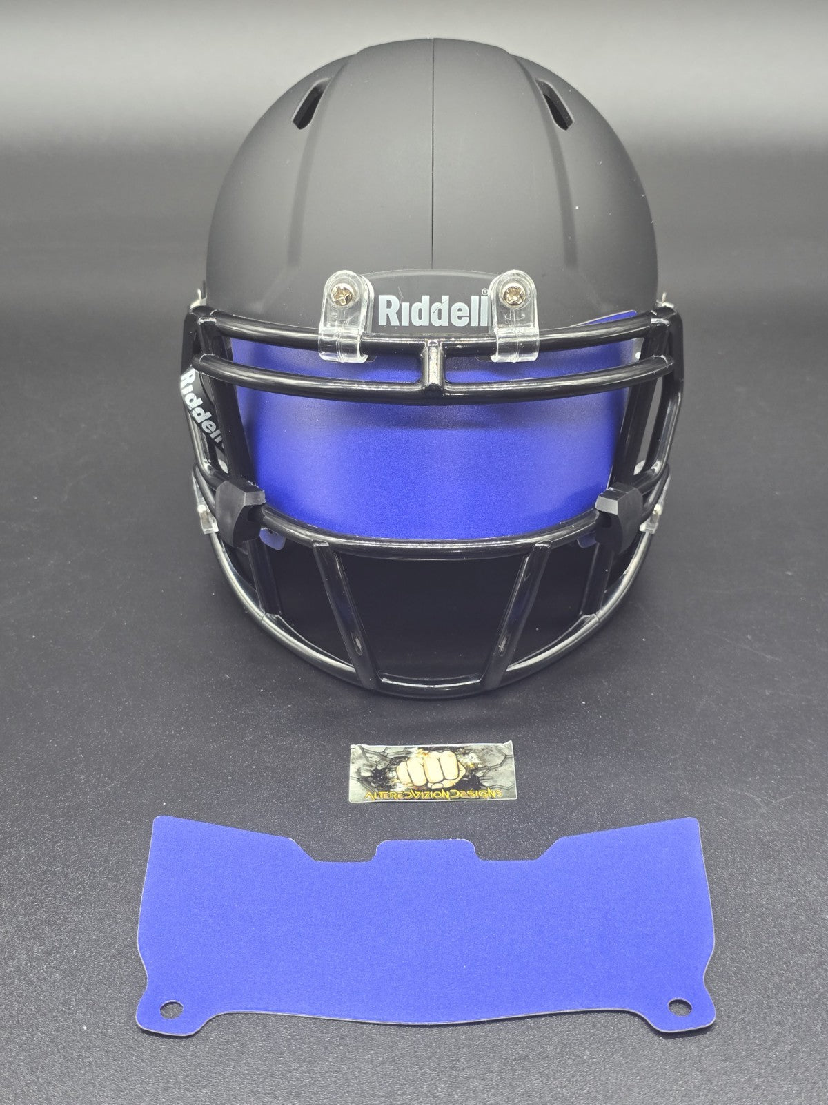 Custom Blue Matte Mini Helmet Visor (Thin Flexi Style) Riddell compatible