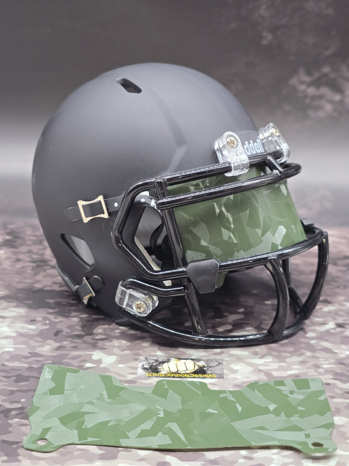 Custom Army Green Mini Helmet Visor (Thin Flexi Style)  Riddell compatible