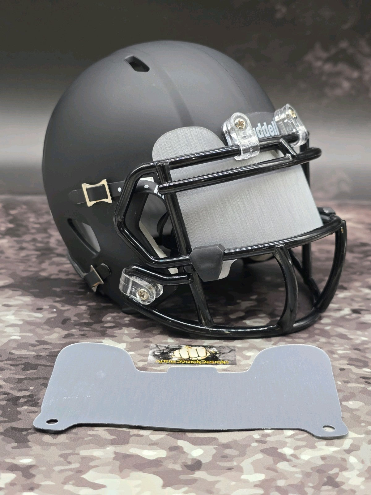 Custom Brushed Metal Mini Helmet Visor (Thin Flexi Style)  Riddell compatible