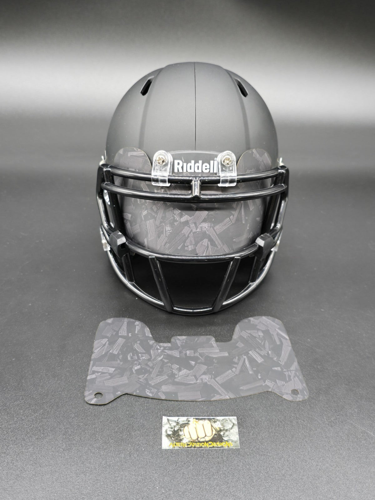 Custom Black Matte Mini Helmet Visor (Thin Flexi Style)  Riddell compatible