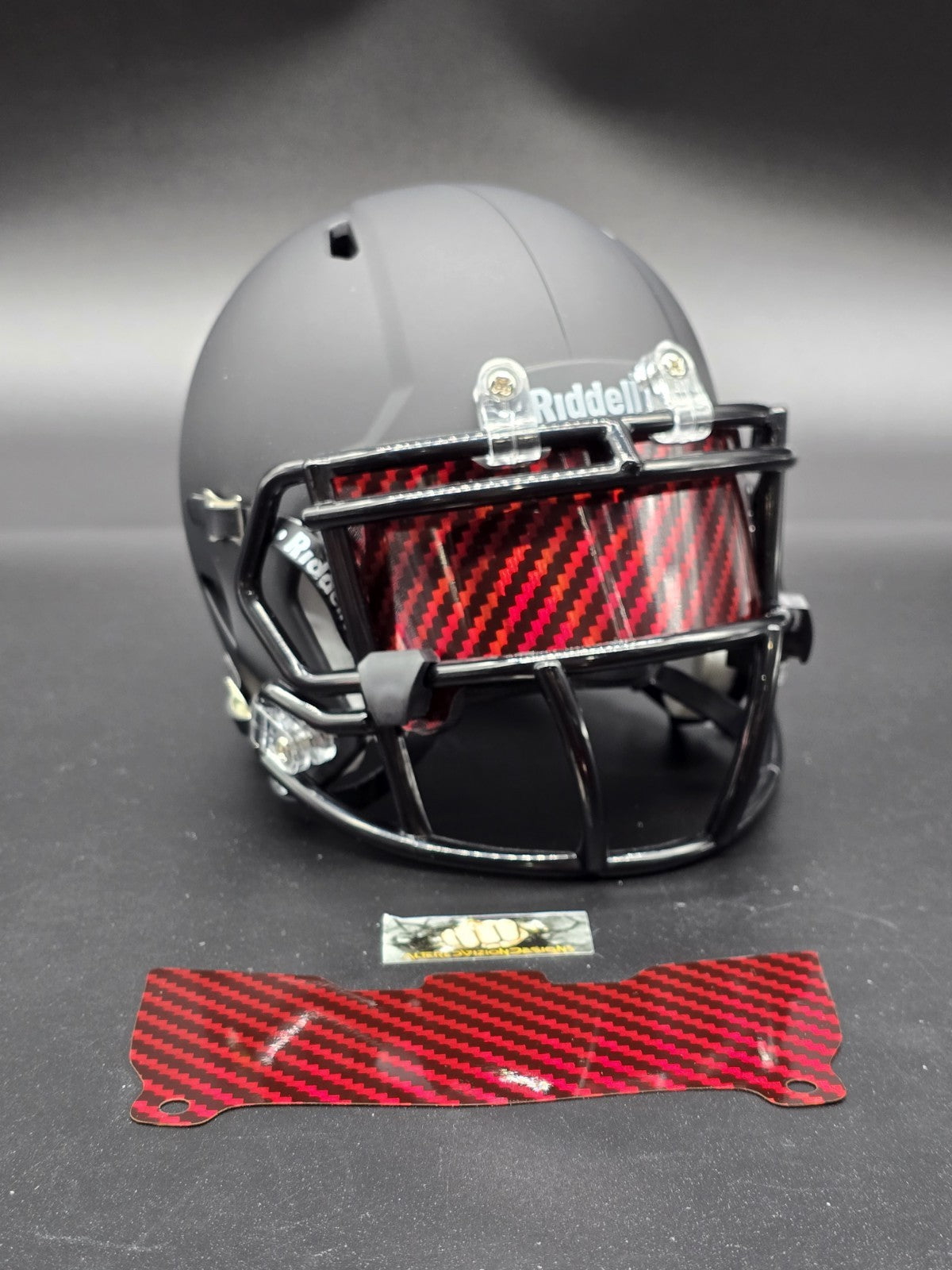 Custom Red Carbon Mini Helmet Visor (Thin Flexi Style)  Riddell compatible