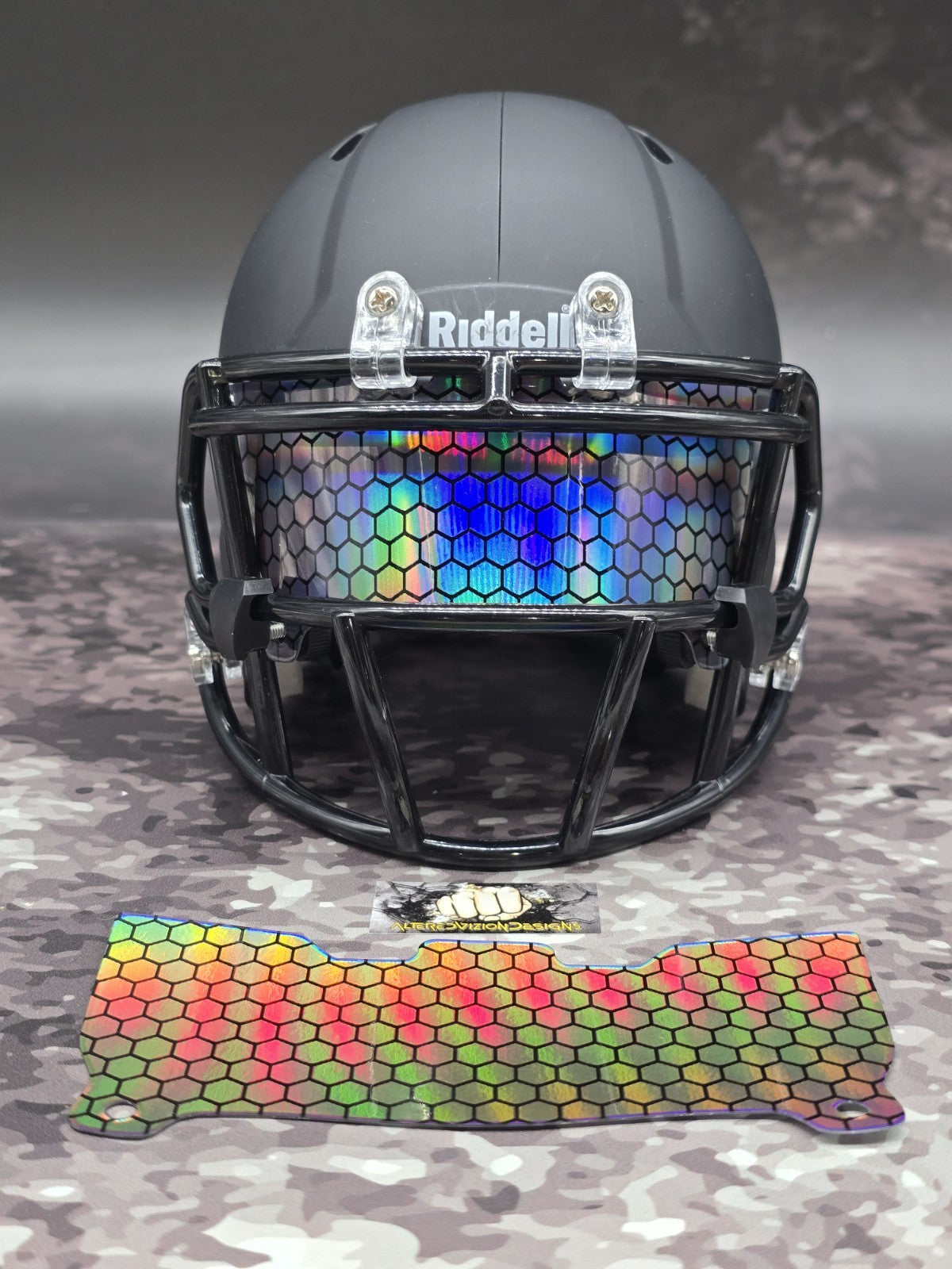Custom Rainbow HoneycombMini Helmet Visor (Thin Flexi Style)  Riddell compatible