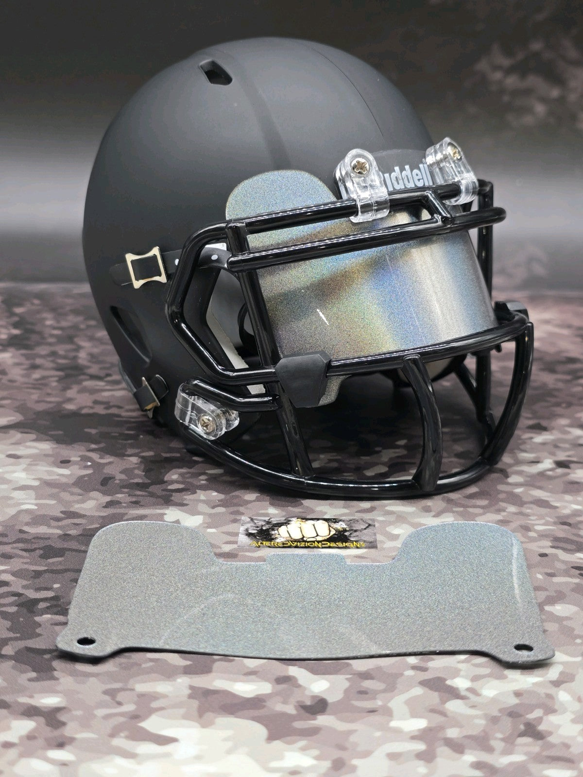 Custom Silver Gloss Mini Helmet Visor (Thin Flexi Style) Riddell compatible