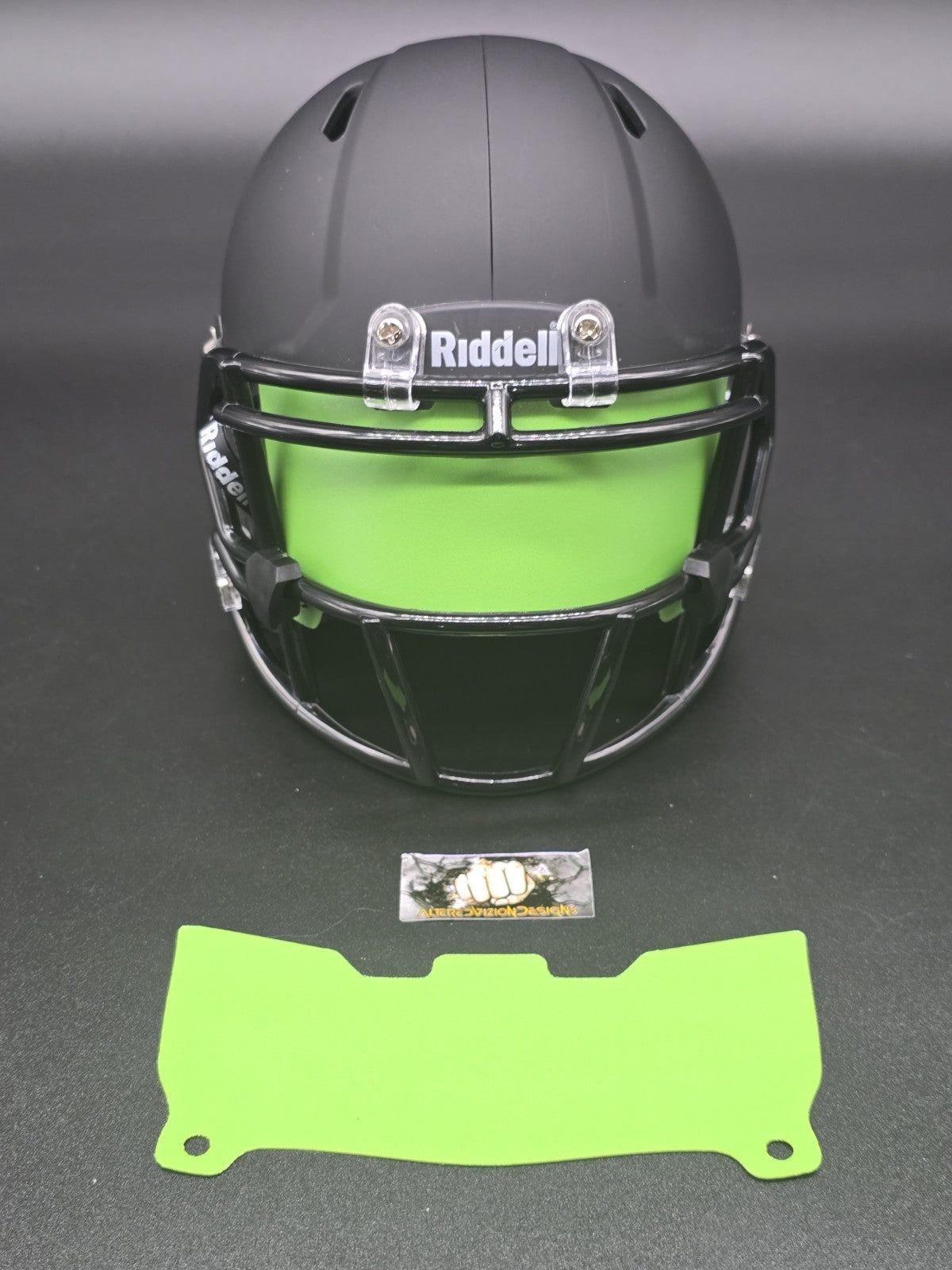 Custom Lite Green Matte Mini Helmet Visor (Thin Flexi Style)  Riddell compatible