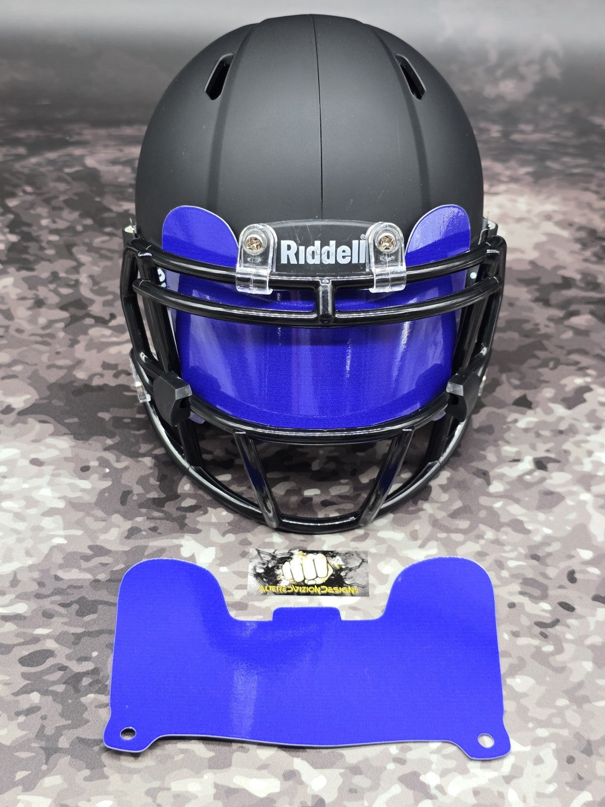 Custom Blue Gloss Mini Helmet Visor (Thin Flexi Style)  Riddell compatible