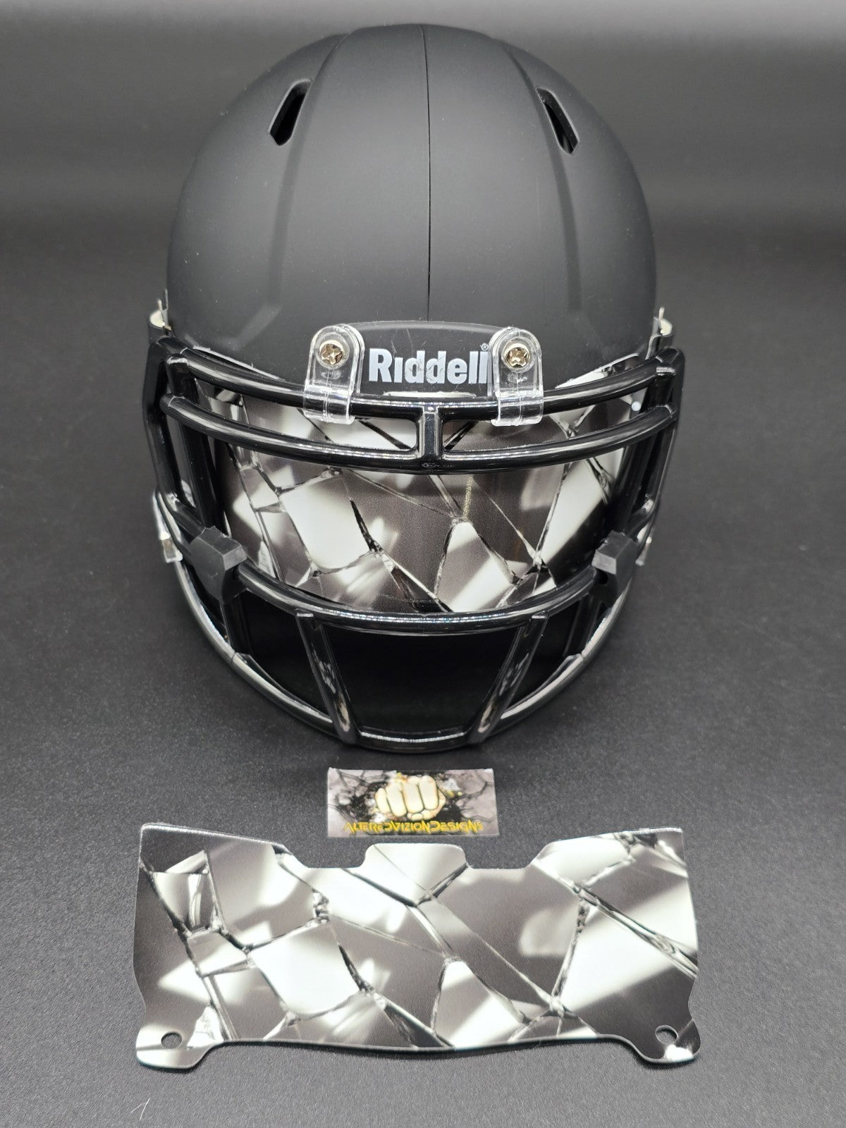Custom Broken Glass Mini Helmet Visor (Thin Flexi Style) Riddell compatible