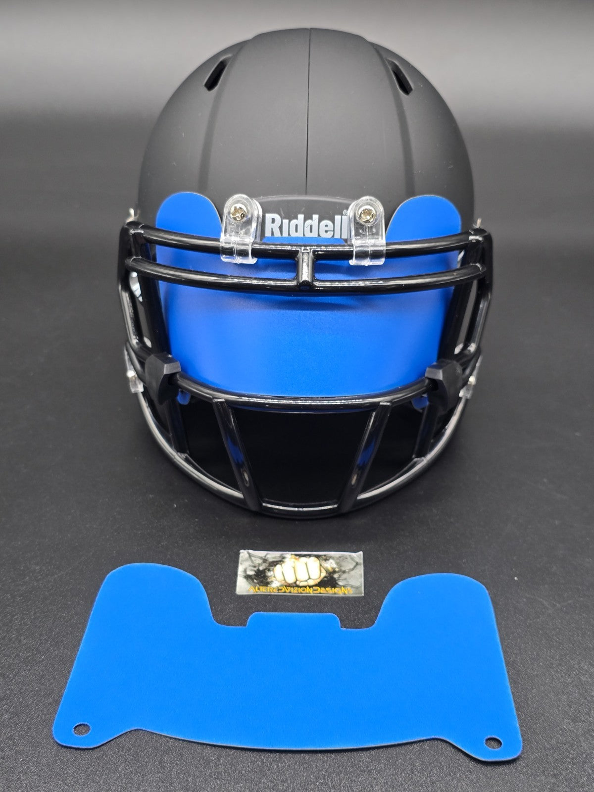 Custom Lite Blue Matte Mini Helmet Visor (Thin Flexi Style) Riddell compatible