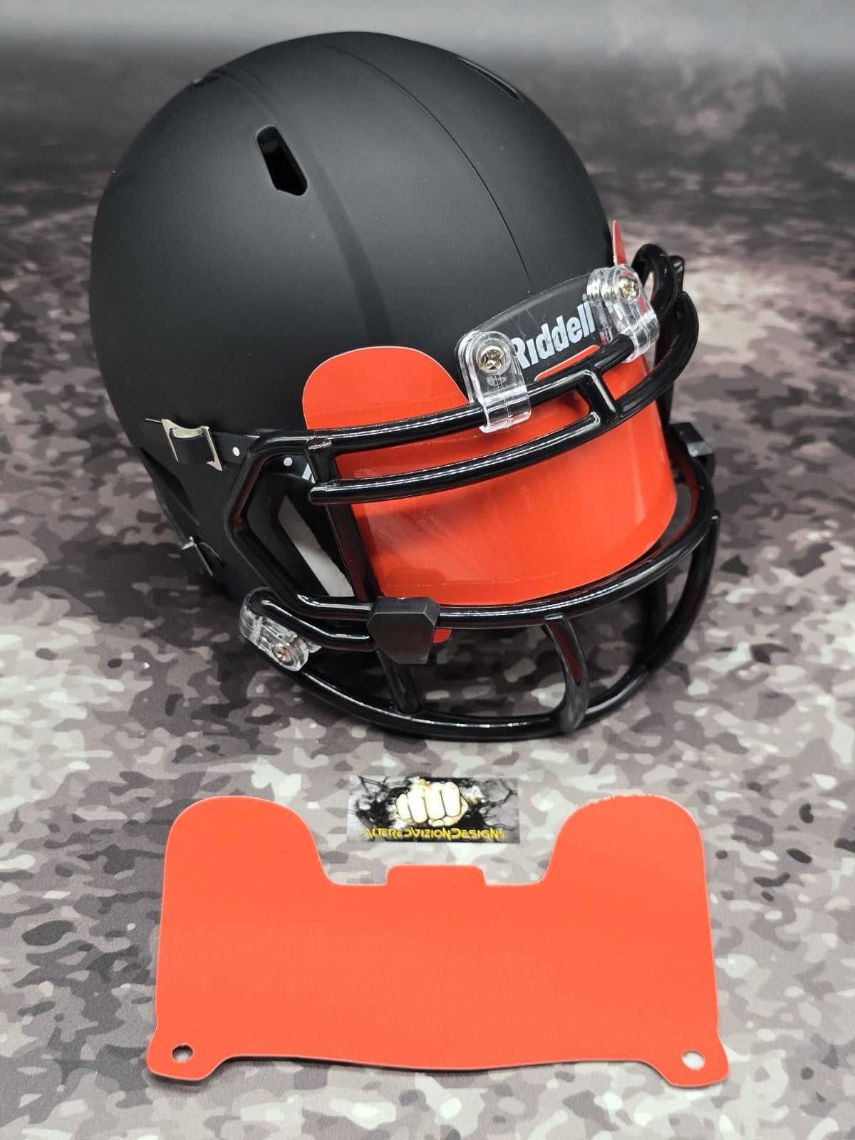 Custom Orange Gloss Mini Helmet Visor (Thin Flexi Style)  Riddell compatible