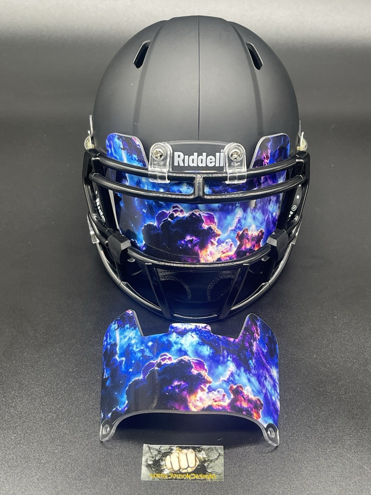 Galaxy Storm Clouds Custom Mini Helmet Visor (Hard Style) Riddell Compatible