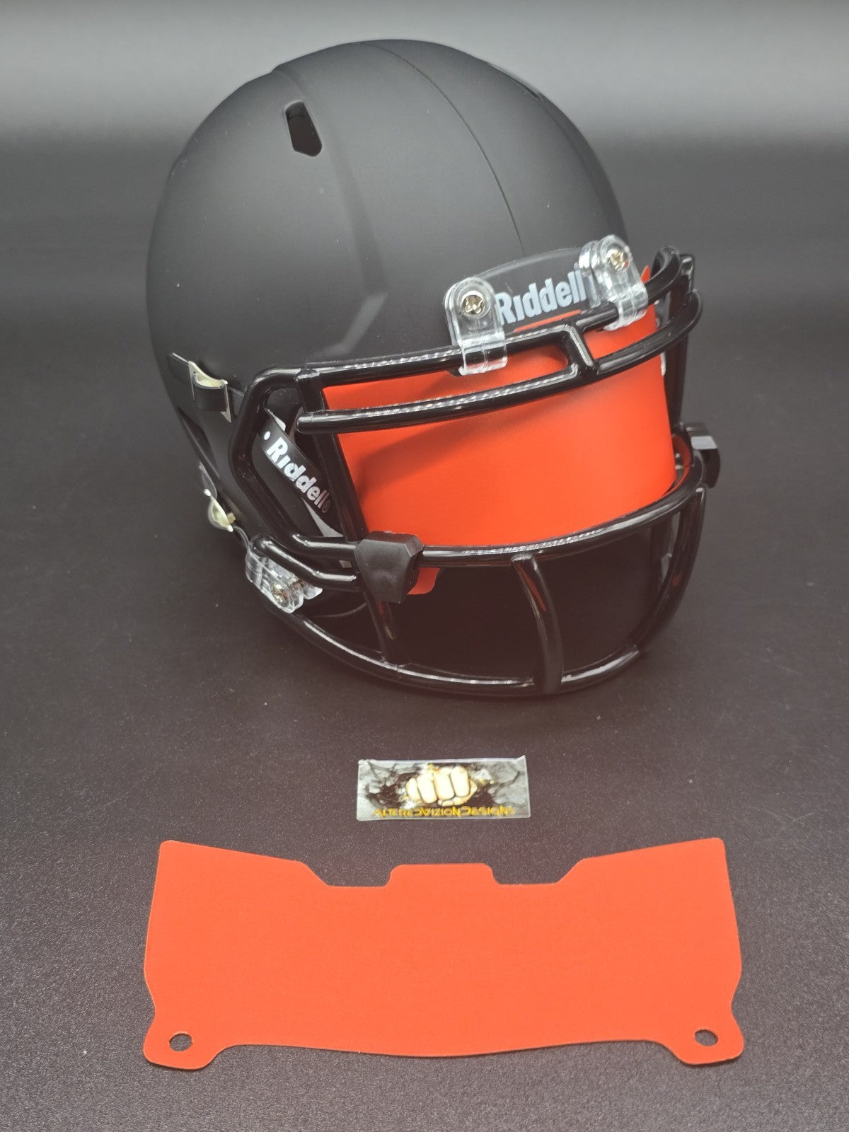 Custom Orange Matte Mini Helmet Visor (Thin Flexi Style) Riddell compatible