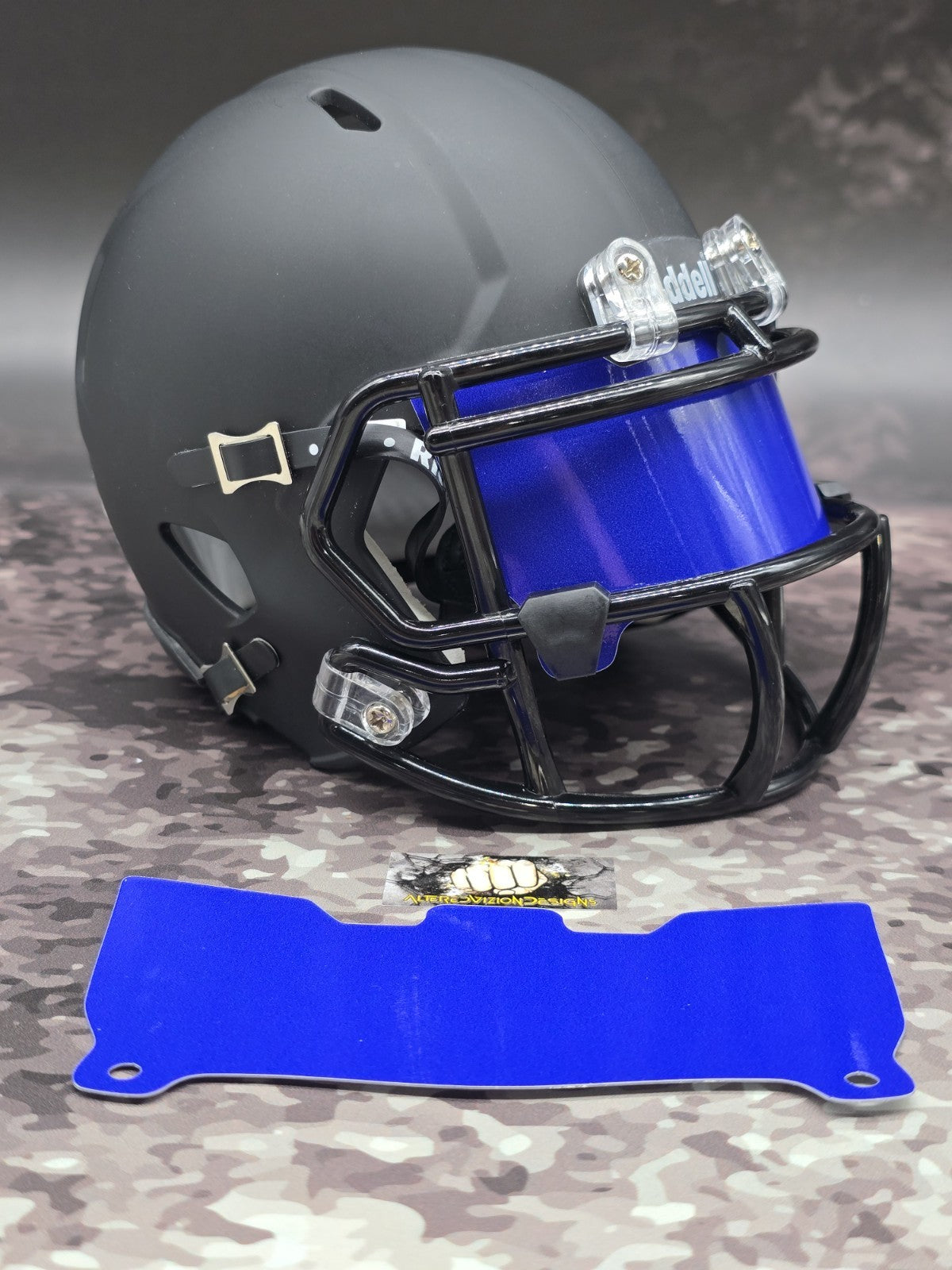 Custom Blue Gloss Mini Helmet Visor (Thin Flexi Style)  Riddell compatible