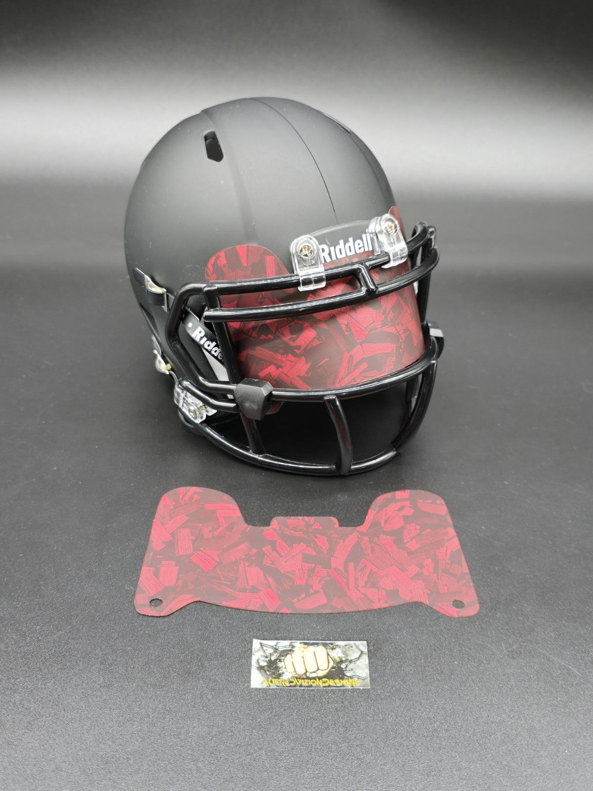 Custom Red Matte Mini Helmet Visor (Thin Flexi Style)  Riddell compatible