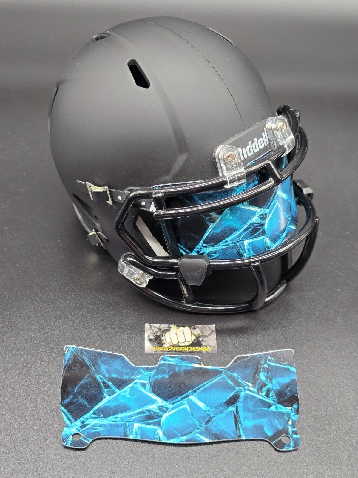 Custom Blue Mini Helmet Visor (Thin Flexi Style)  Riddell compatible
