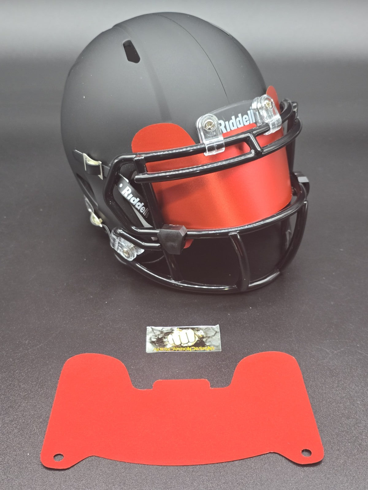 Custom Red Blaze Mini Helmet Visor (Thin Flexi Style)  Riddell compatible