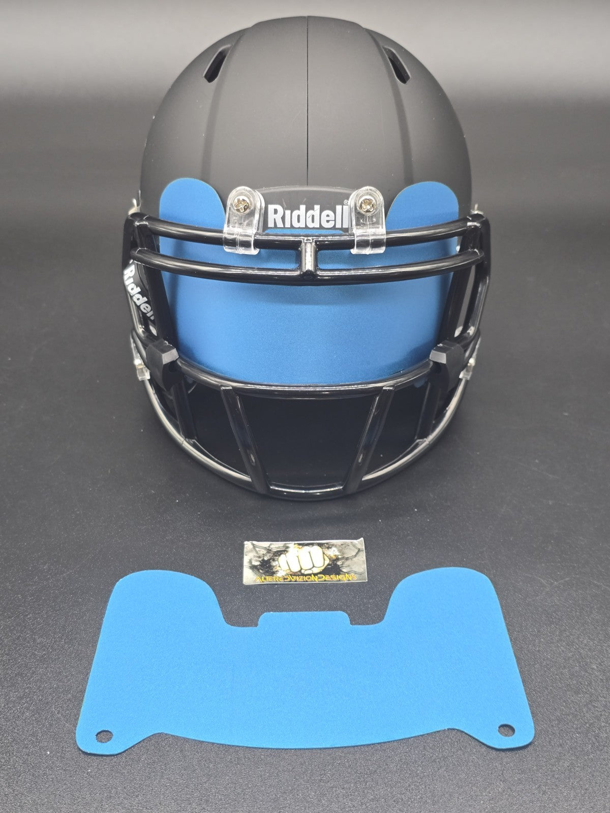 Custom Lite Blue Blaze Mini Helmet Visor (Thin Flexi Style)  Riddell compatible