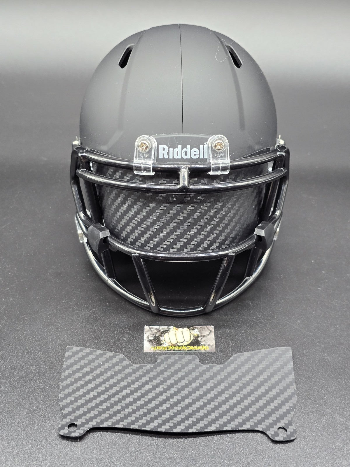 Custom Black Matte Mini Helmet Visor (Thin Flexi Style)  Riddell compatible