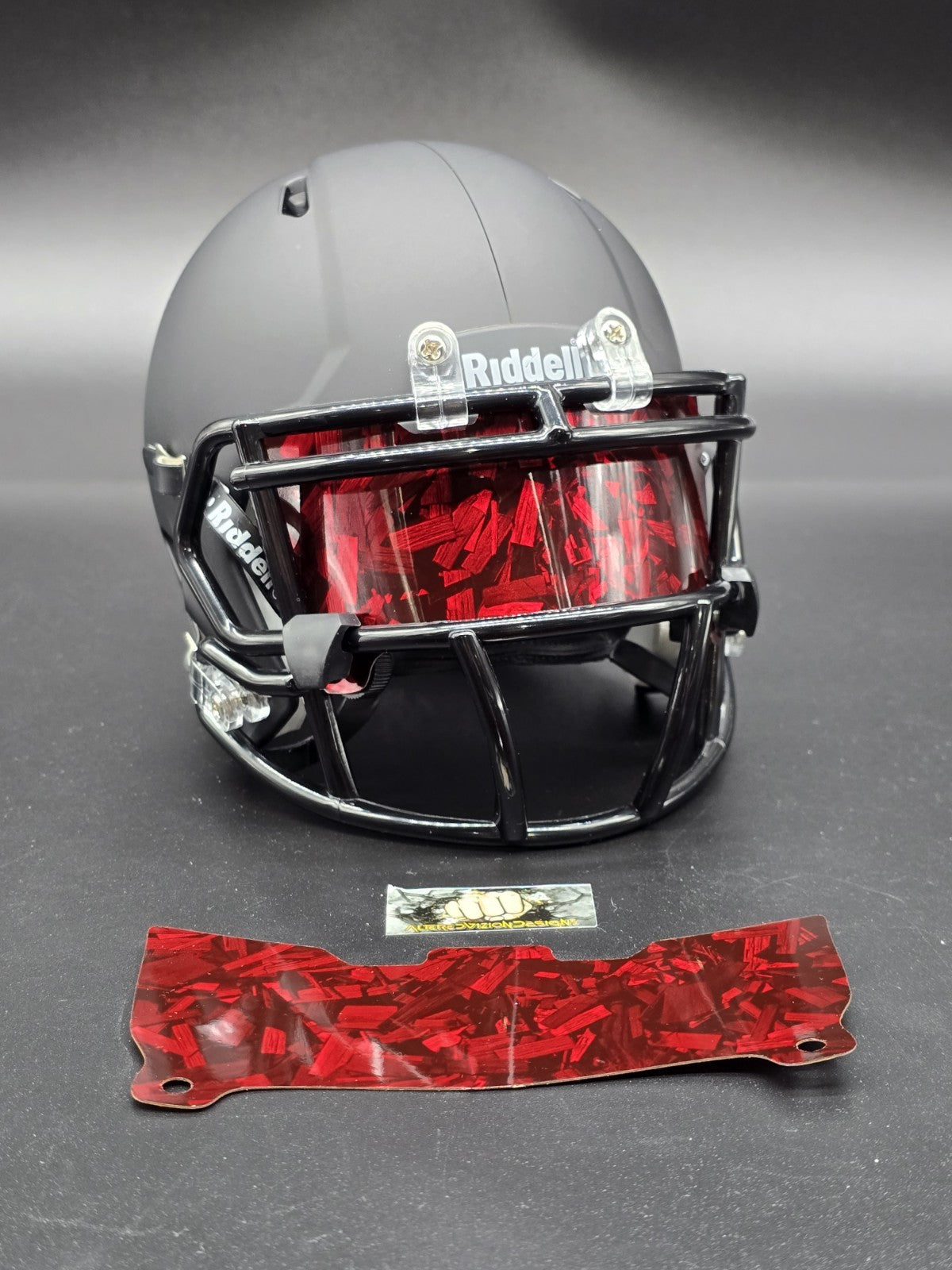 Custom Red Gloss Mini Helmet Visor (Thin Flexi Style) Riddell compatible