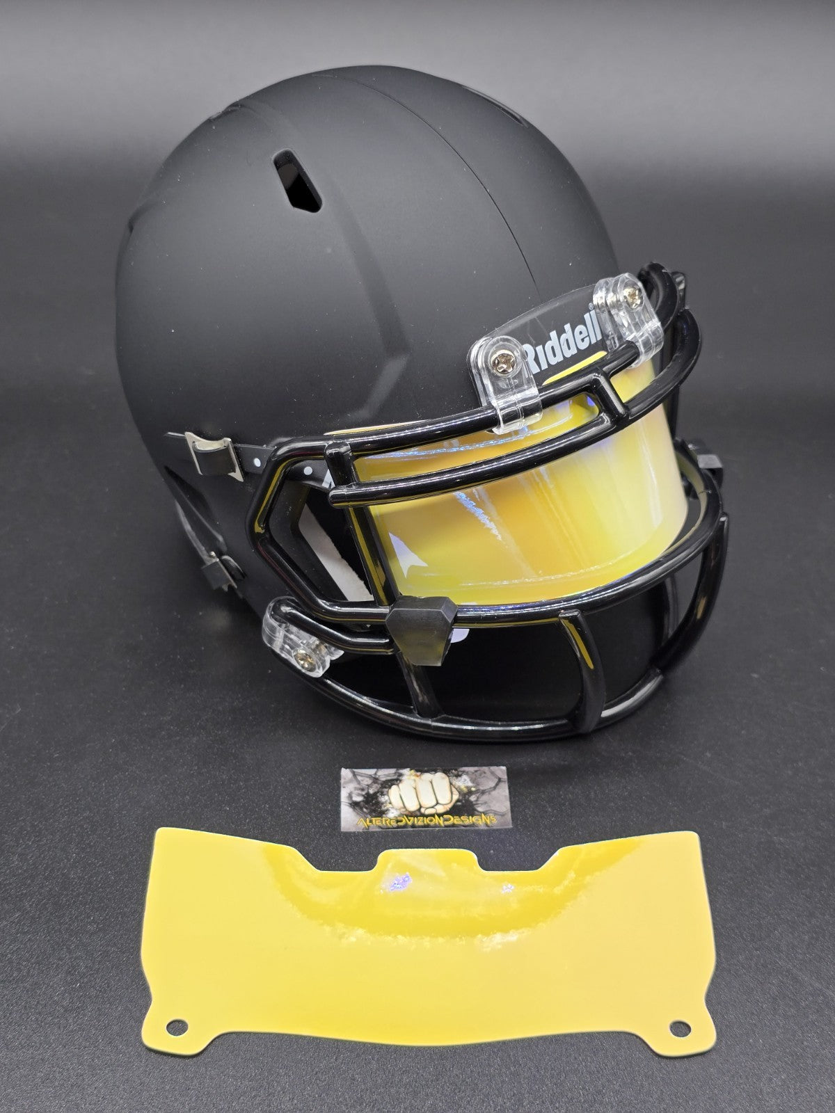 Custom Yellow Gloss Mini Helmet Visor (Thin Flexi Style)  Riddell compatible