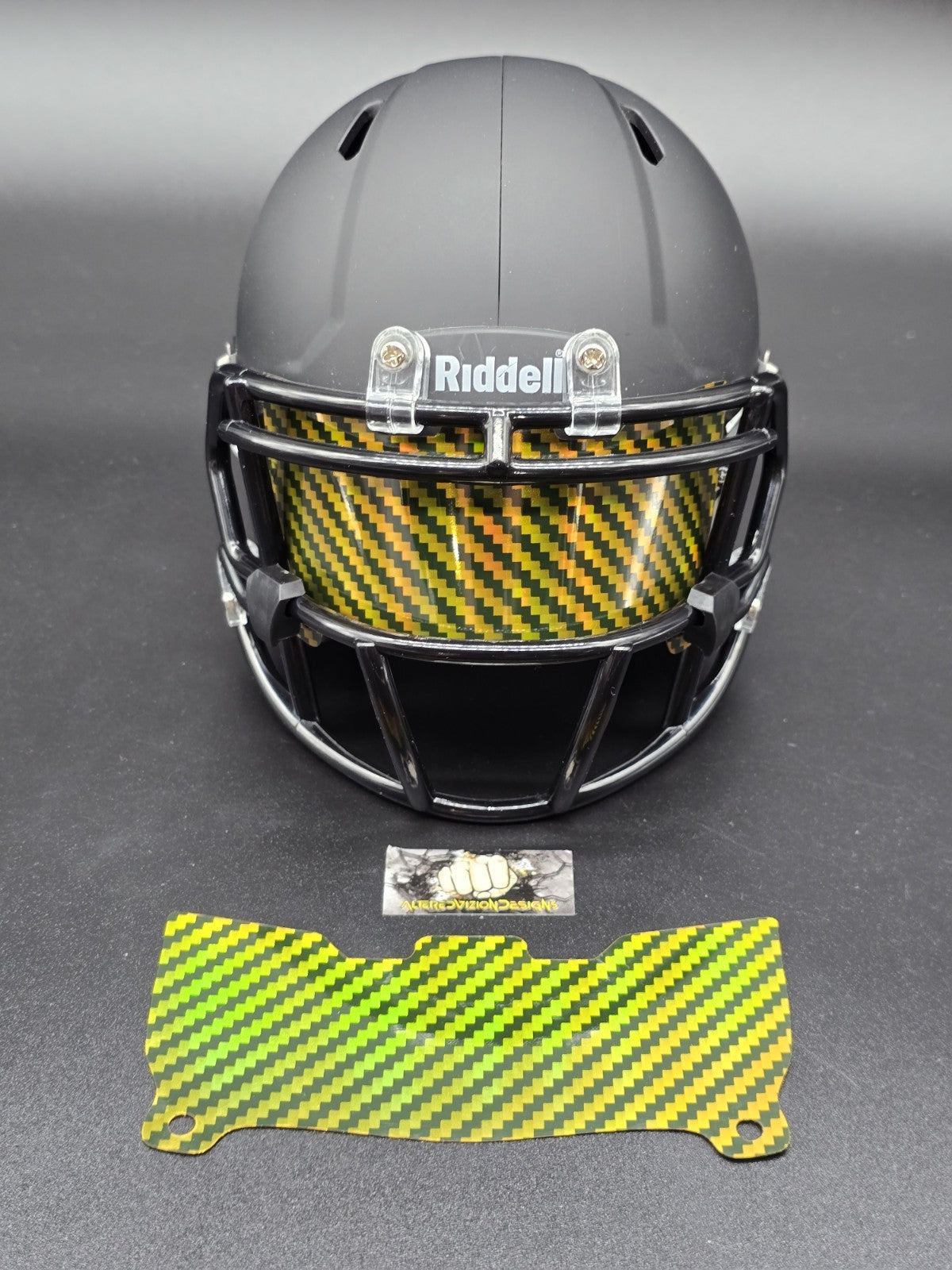 Custom Gold Carbon Mini Helmet Visor (Thin Flexi Style)  Riddell compatible