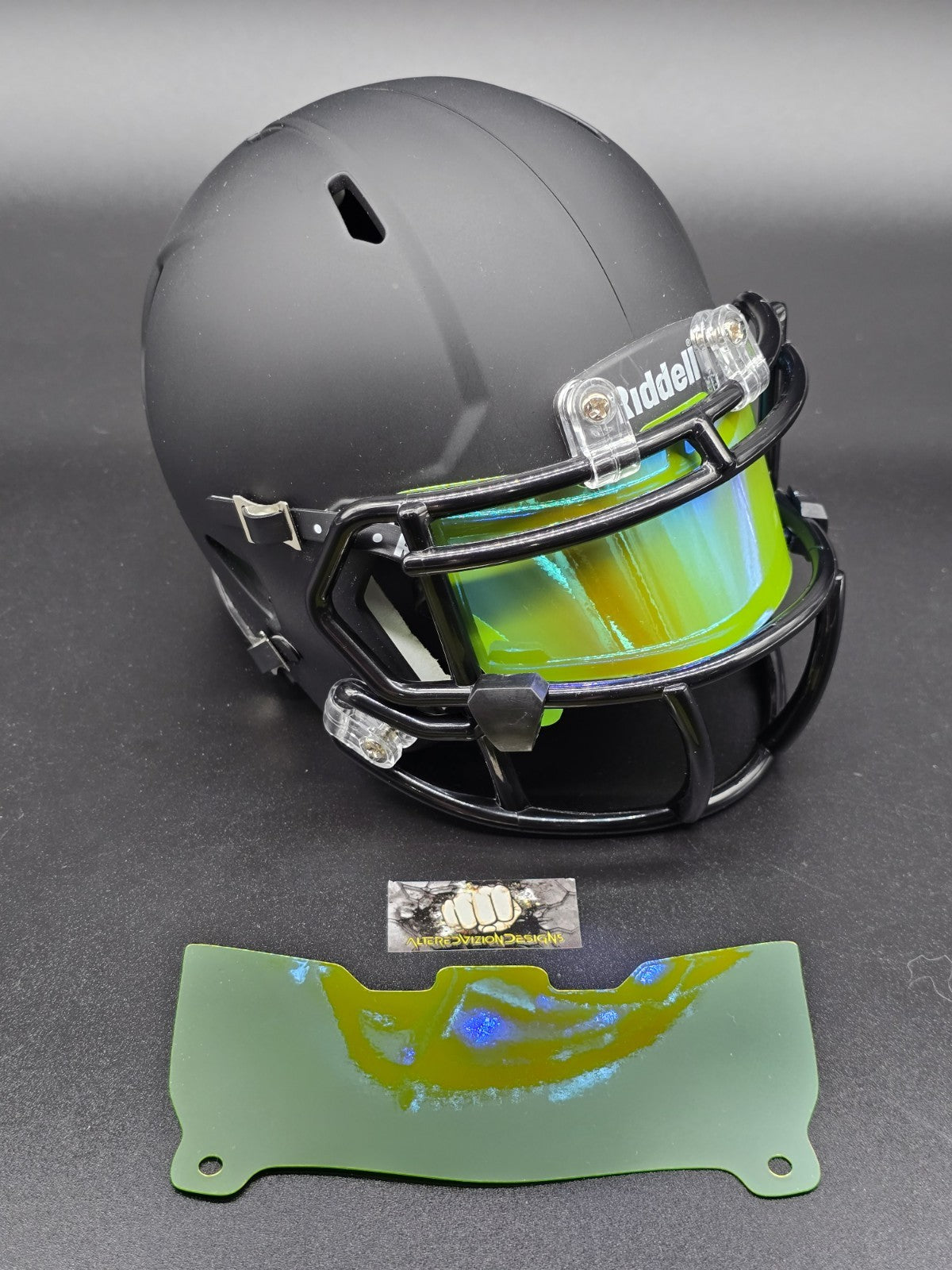 Custom Green Gloss Mini Helmet Visor (Thin Flexi Style)  Riddell compatible