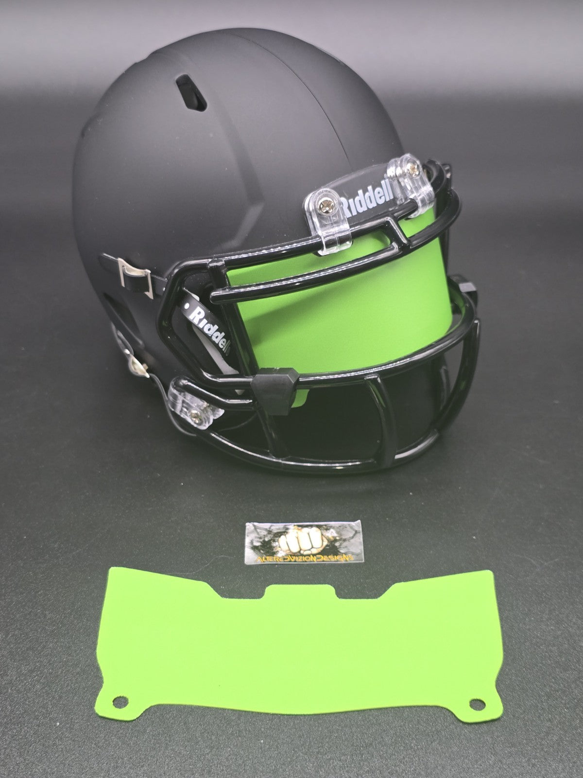 Custom Lite Green Matte Mini Helmet Visor (Thin Flexi Style)  Riddell compatible