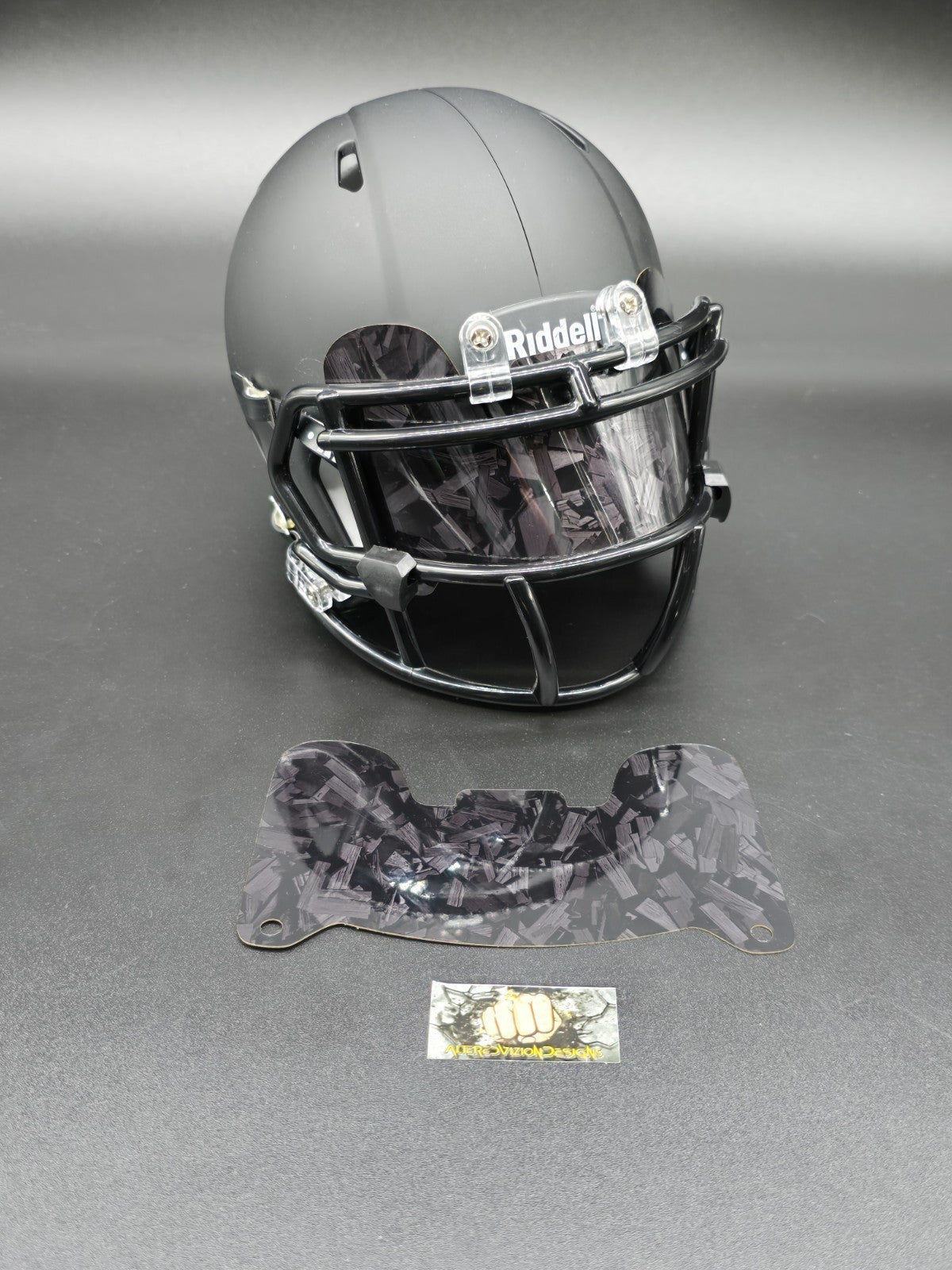 Custom Black Gloss Mini Helmet Visor (Thin Flexi Style)  Riddell compatible