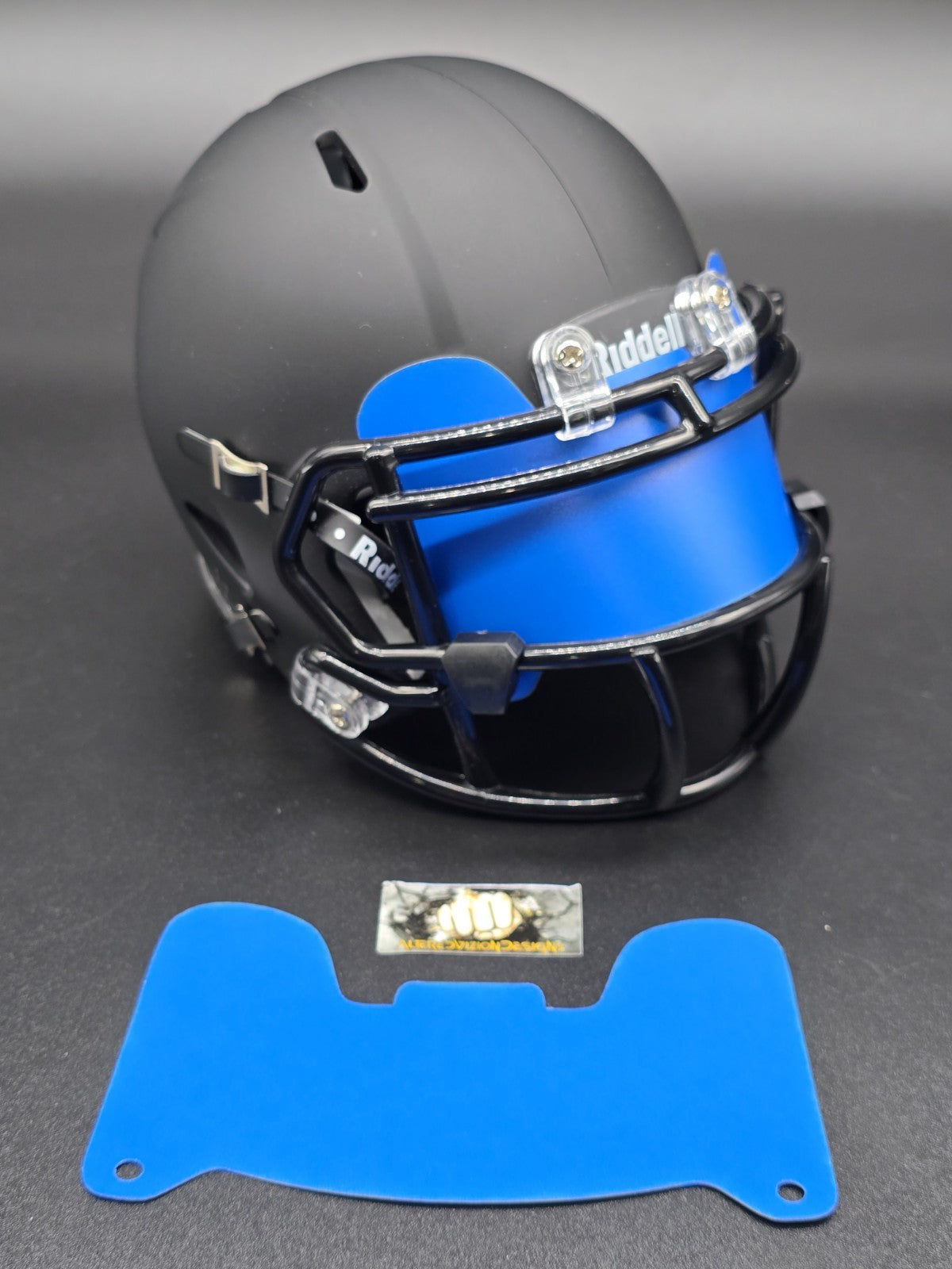 Custom Lite Blue Matte Mini Helmet Visor (Thin Flexi Style) Riddell compatible